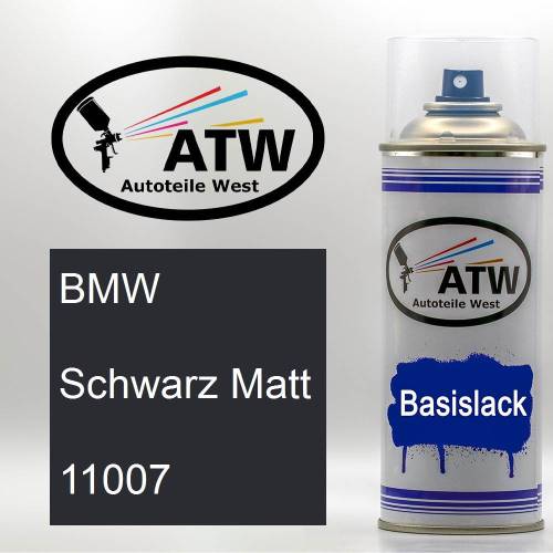 BMW, Schwarz Matt, 11007: 400ml Sprühdose, von ATW Autoteile West.